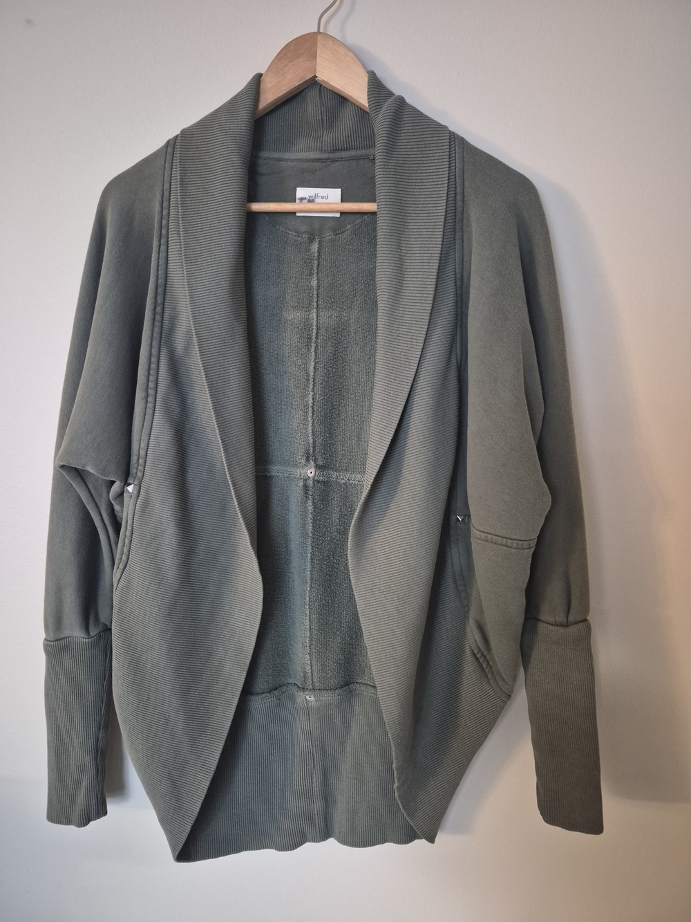 Wilfred Aritzia XXS Oversized Open Front Cardigan Jacket Olive Green